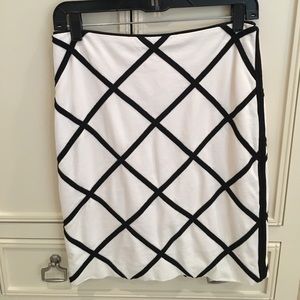 White and Black Knee Length Skirt
